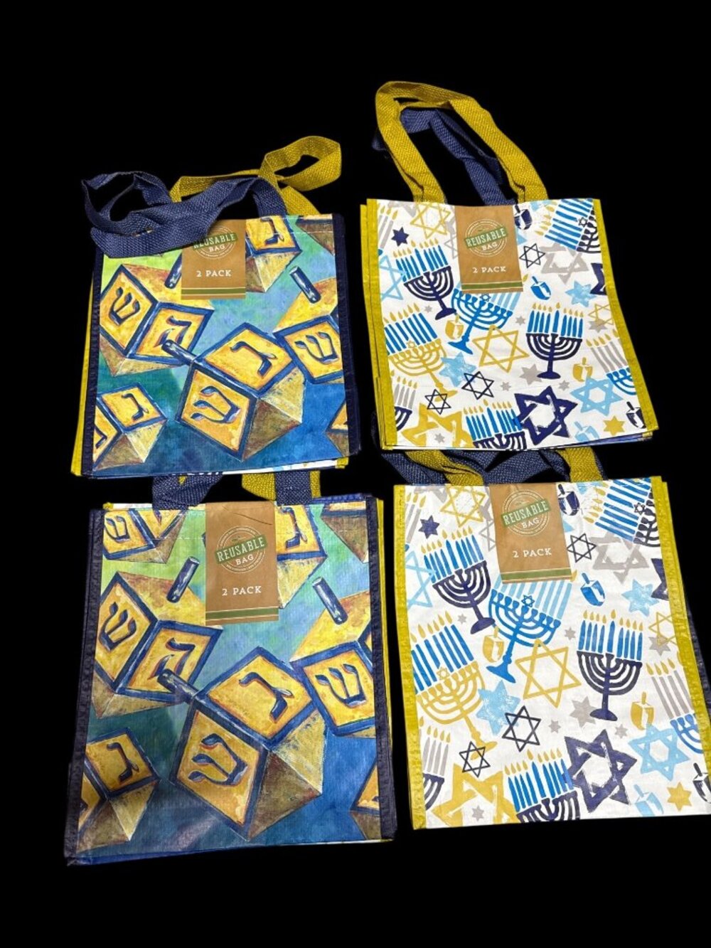 Lot 8 Small Reusable Hanukah Chanukah Gift Bags Menorah Dreidel New with Tag